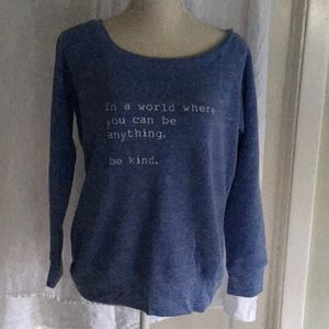 Om & Ah Be Kind cozy pullover in super soft poly cotton blend. Size medium
